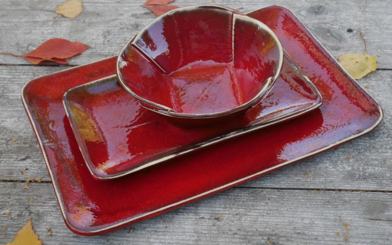 Kermikschalen dunkelrot