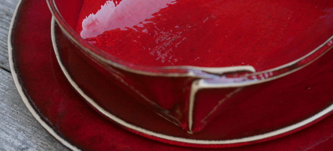 Keramikteller dunkelrot